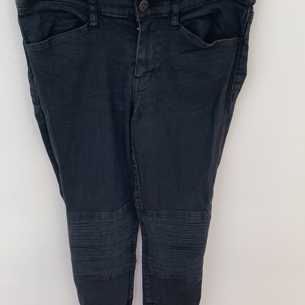 Madewell black skinny skinny jeans size 27 rigid knees zip on ankles - Picture 6 of 8